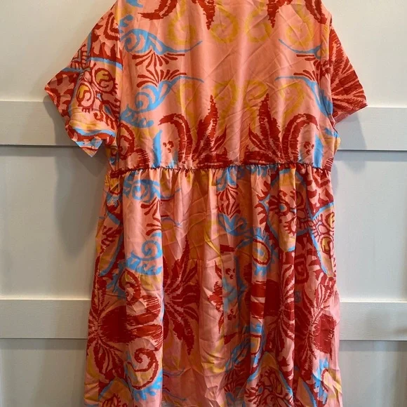 Colorful Patterned Button-Up 3XL Dress - Picture 4 of 4